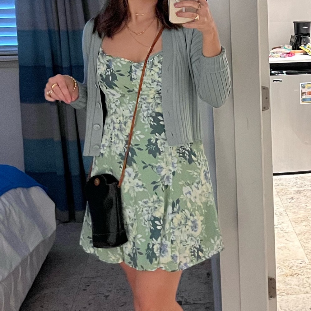 Cute green and dusty blue floral dress from Abercrombie & Fitch